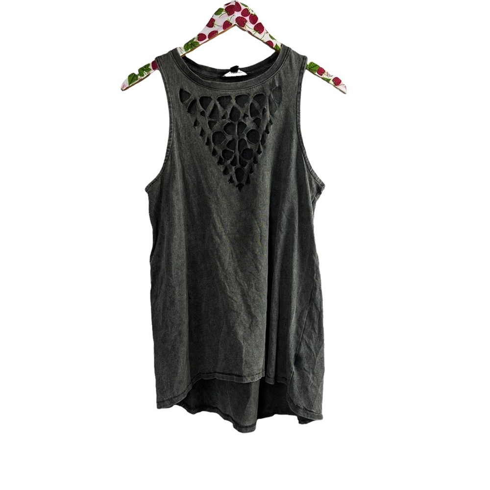 Rock & Republic Womens Cutout Tank Top Distressed Cotton Size S